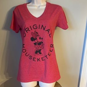 Disney Red V-Neck Original Musketeer Short Sleeve T-shirt Small